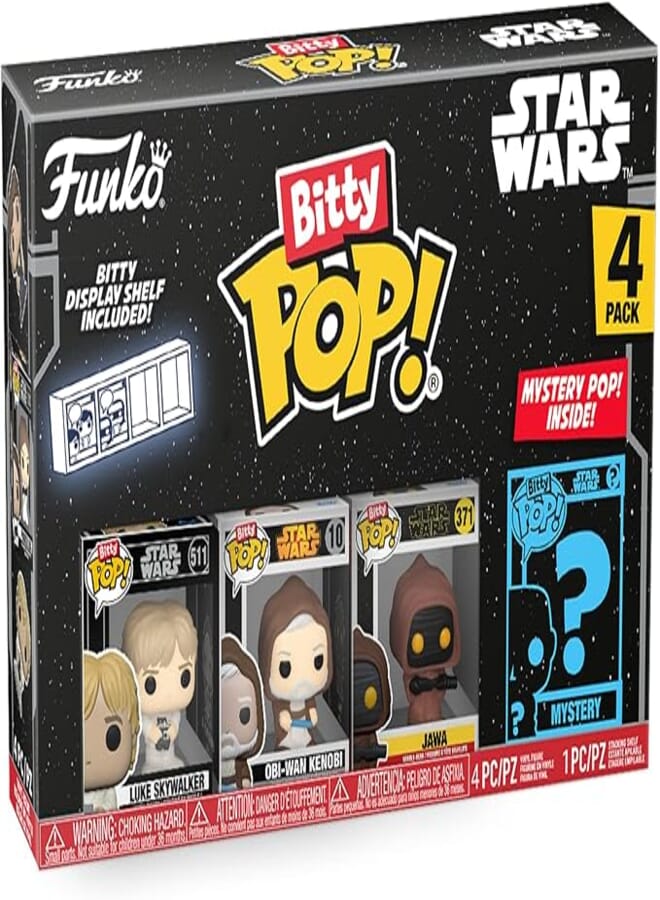 Funko Bitty Pop! Star Wars Mini Collectible Toys 4-Pack - Luke Skywalker, OBI-Wan Kenobi, Jawa & Mystery Chase Figure (Styles May Vary)