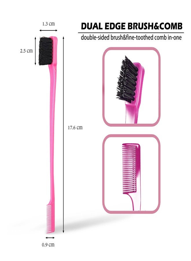 Soft N Style Soft 'N Style Double Sided Edge Control Hair Brush Comb Combo Pack 2 Pieces (Pink) - Image 2