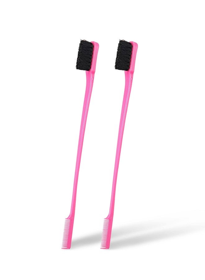 Soft N Style Soft 'N Style Double Sided Edge Control Hair Brush Comb Combo Pack 2 Pieces (Pink) - Image 1