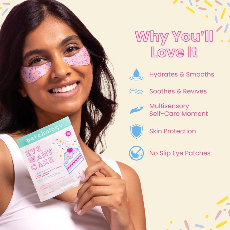 Patchology Eye Want Cake Hydrating & Smoothing Eye Patches â€“ Under Eye Masks for Puffy Eyes, Dark Circles, and Fine Lines â€“ Birthday Cake Inspired Self-Care Essentials, 5-Pack - Image 5