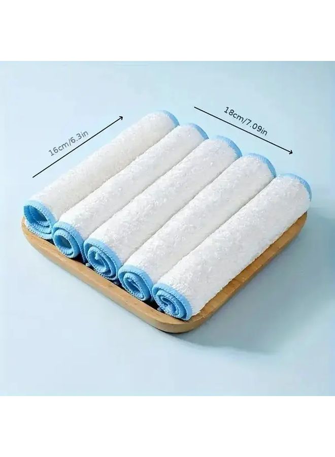 5pcs White Nonstick Scouring Pads Reusable Dishcloths for Kitchen Cleaning - Image 1