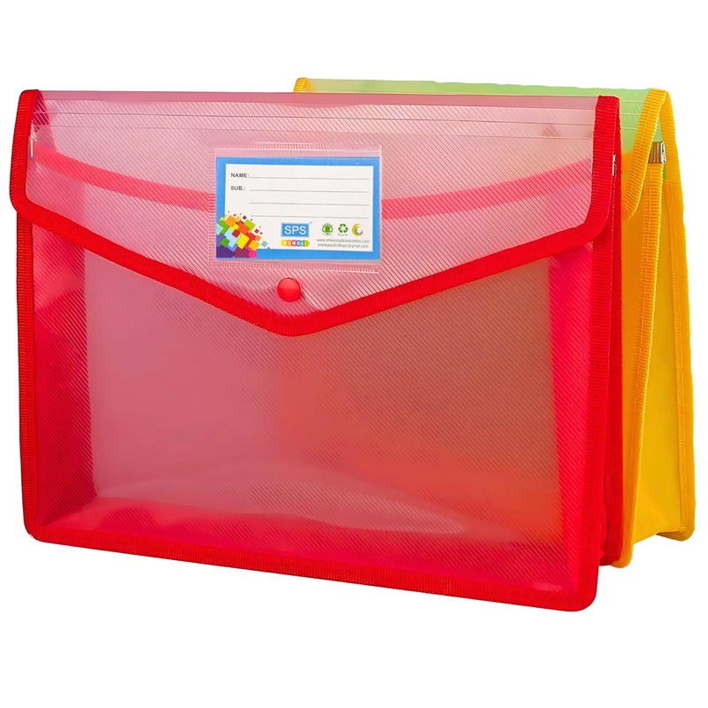 SPS File Folder, Transparent Poly-Plastic A4/Foolscap Documents File Storage Bag with Snap Button, Set of 2 - Image 4