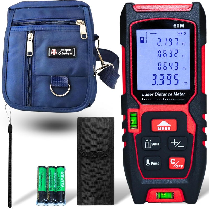 Kwetmo Laser Measuring Device- 60 mtr Laser Distance Meter-Digital Measuring Tape-Distance Measurement Laser Machine with Mute Function Large LCD Backlit, Pythagorean Mode (60 MTR, Black) - Image 1