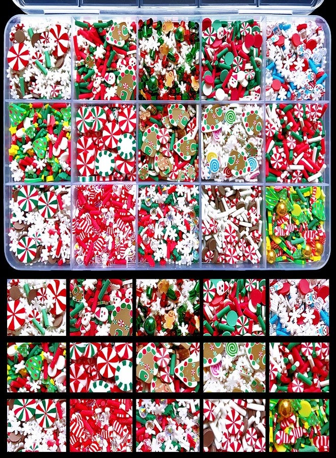 EHOPE Sprinkles Fake Christmas Sprinkle Polymer Clay Sprinkles Christmas Polymer Clay Slices Fake Candy Sprinkles for Nail Art DIY Crafts Cake Phone (Christmas-15C) - Image 1