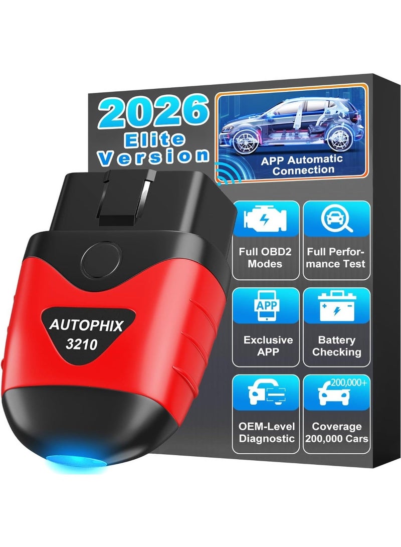 AutoPhix 3210 OBD2 Scanner Bluetooth, Wireless Code Reader for Car - Check Engine Light & Battery - Easy DIY Car Diagnostic Scanner Tool for 1996+ Vehicles, No Subscription Fee for iPhone & Android - Image 1