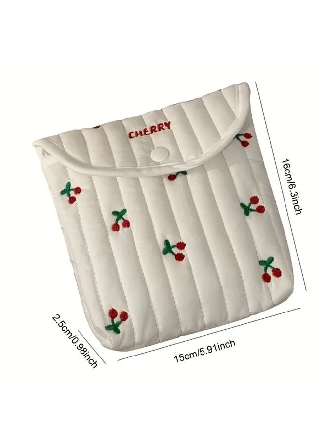 Cherry Pattern Women Travel Cosmetic Organizer Bag Portable Sanitary Napkin Case - Image 4