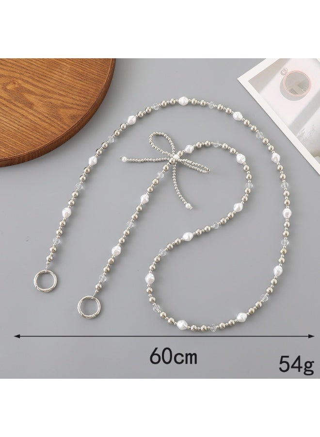 NIBEMINENT Phone Charm/ Chain Strap for Women Girls,K3306 Hand Strung Pearls Cell Phone Case Lanyard Wrist Strap