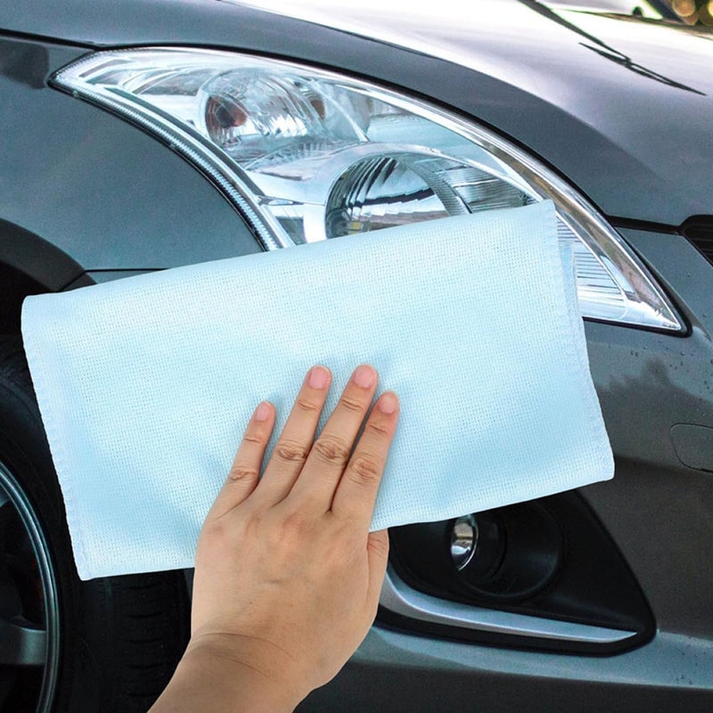 6pcs Car Microfiber Rags and Gentle Glass Set for Car Drying, Window Cleaning, and Waxing – Light Blue Small Towels for Automotive Detailing and Maintenance - Image 5