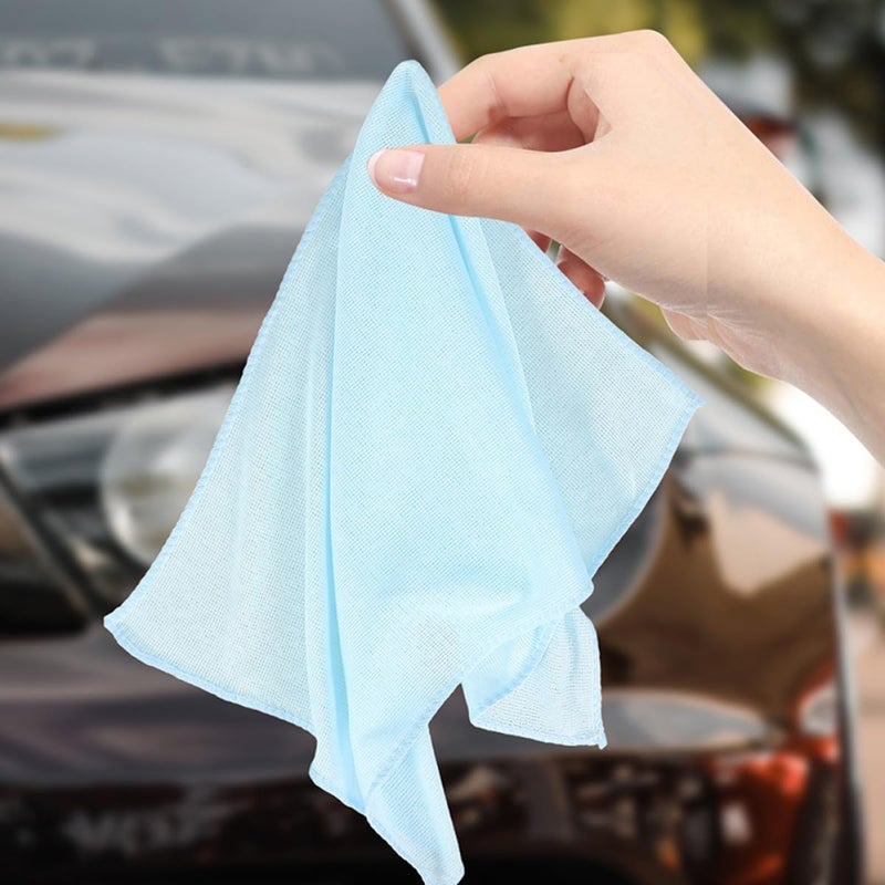6pcs Car Microfiber Rags and Gentle Glass Set for Car Drying, Window Cleaning, and Waxing – Light Blue Small Towels for Automotive Detailing and Maintenance - Image 4