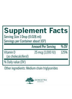 Genestra Brands D3 1000 Drops | Liquid Vitamin D Supplement | 1 fl. oz.  - Image 2