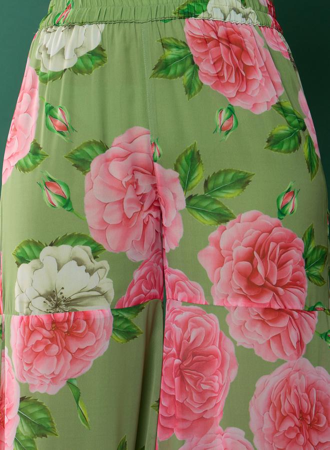 نو- ڤو بلوزة بياقة بيبلوم بطبعة زهور مع بنطلون شرارة من ستايلي - Image 5