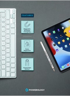 Powerology Smart Apple iPad Transparent Pencil Stylus Pen for iPad 10/9/8/7/6, iPad Pro 11/12.9, iPad Air 5/4/3, iPad Mini 6/5 - White  - Image 2