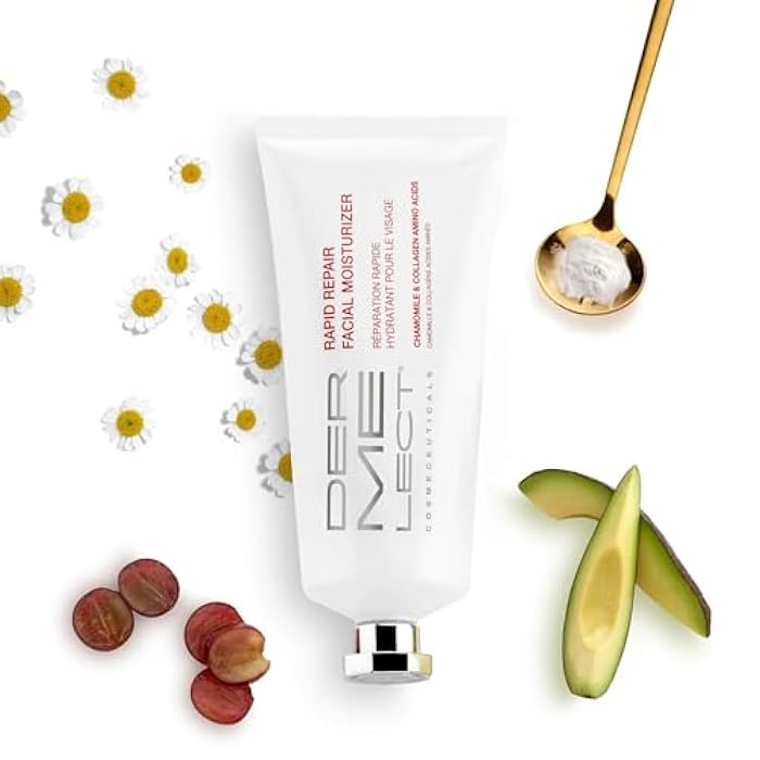 Dermelect Rapid Repair Facial Moisturizer for Face Anti Aging Cream with Chamomile Azulene Collagen Avocado Oil Grape Seed, Hydrating for Sensitive Skin Dryness Dullness Fine Lines & Wrinkles 3.3 oz - Image 4