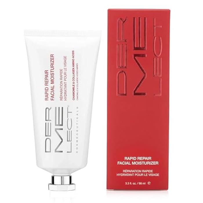 Dermelect Rapid Repair Facial Moisturizer for Face Anti Aging Cream with Chamomile Azulene Collagen Avocado Oil Grape Seed, Hydrating for Sensitive Skin Dryness Dullness Fine Lines & Wrinkles 3.3 oz - Image 1
