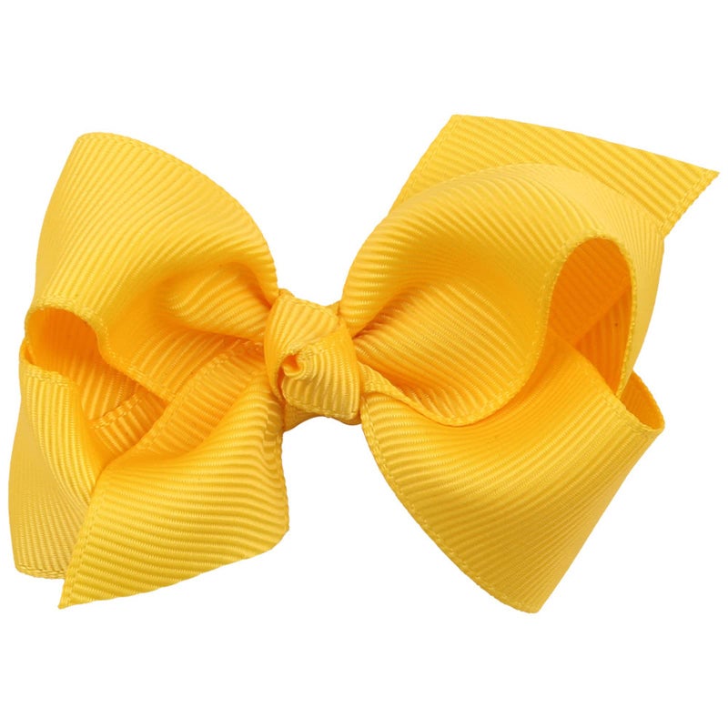 ZOONAI 3 Inch Baby Girl Hair Bows Boutique Hair Clip Teens Toddlers Hairpin Headwear - Set of 2 (Yellow) - Image 2