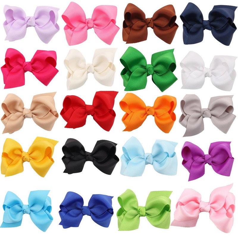 ZOONAI 3 Inch Baby Girl Hair Bows Boutique Hair Clip Teens Toddlers Hairpin Headwear - Set of 2 (Yellow) - Image 5