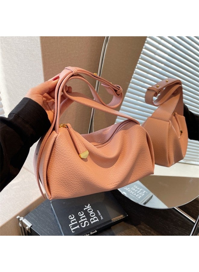 Bag Women's Fashion Export Niche Texture Underarm Bag 2023 Pillow Bag Fashion Shoulder Bag Western Style Women's Bag-Color:Brown