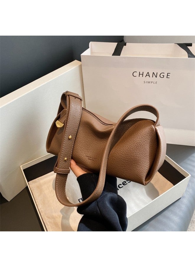 Bag Women's Fashion Export Niche Texture Underarm Bag 2023 Pillow Bag Fashion Shoulder Bag Western Style Women's Bag-Color:Brown