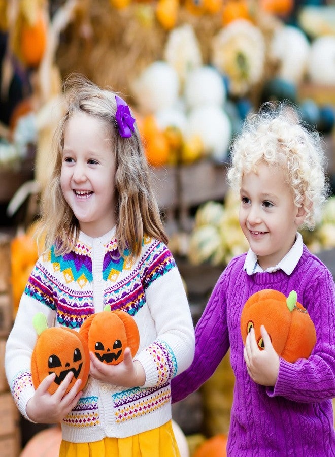 Aoriher 4 Pcs Halloween Pumpkin Plush Toy Pumpkin Plush Pillow Stuffed Plushie for Boys Girls with 2 Expressions Party Decor Gifts, 3.5 and 6 Inches(Orange) - Image 5