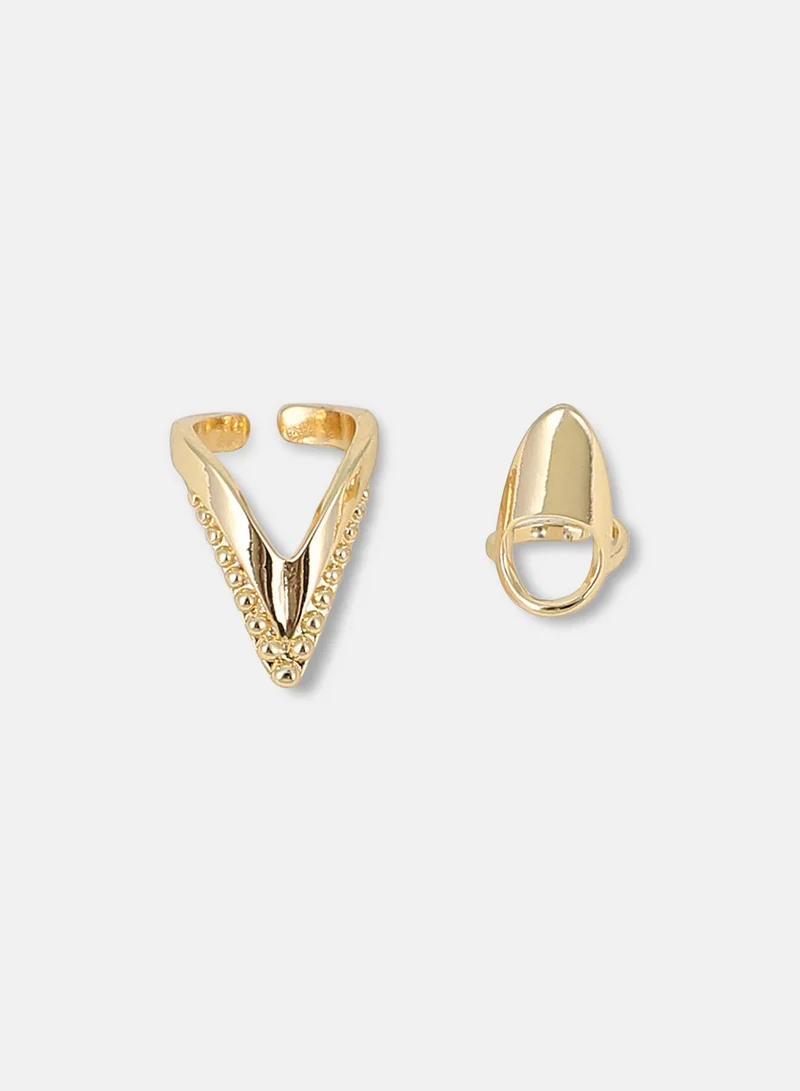 Sohi  Women The Piercer Nail Ring Set | California  Colour | Set Of 2 | One-Size | Artificial Stone Alloy Material | Adjustable Closure | Ring For Casual & Evening Wear for Women | Best Price UAE