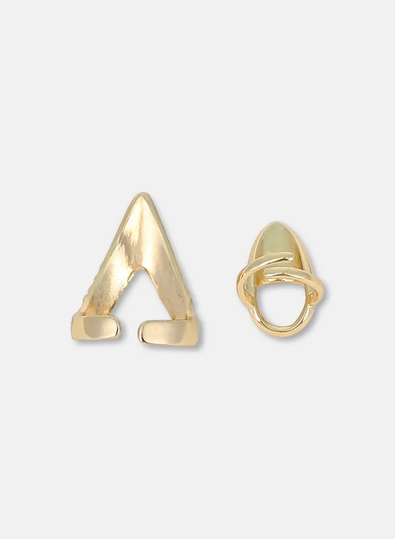 Sohi  Women The Piercer Nail Ring Set | California  Colour | Set Of 2 | One-Size | Artificial Stone Alloy Material | Adjustable Closure | Ring For Casual & Evening Wear for Women | Best Price UAE