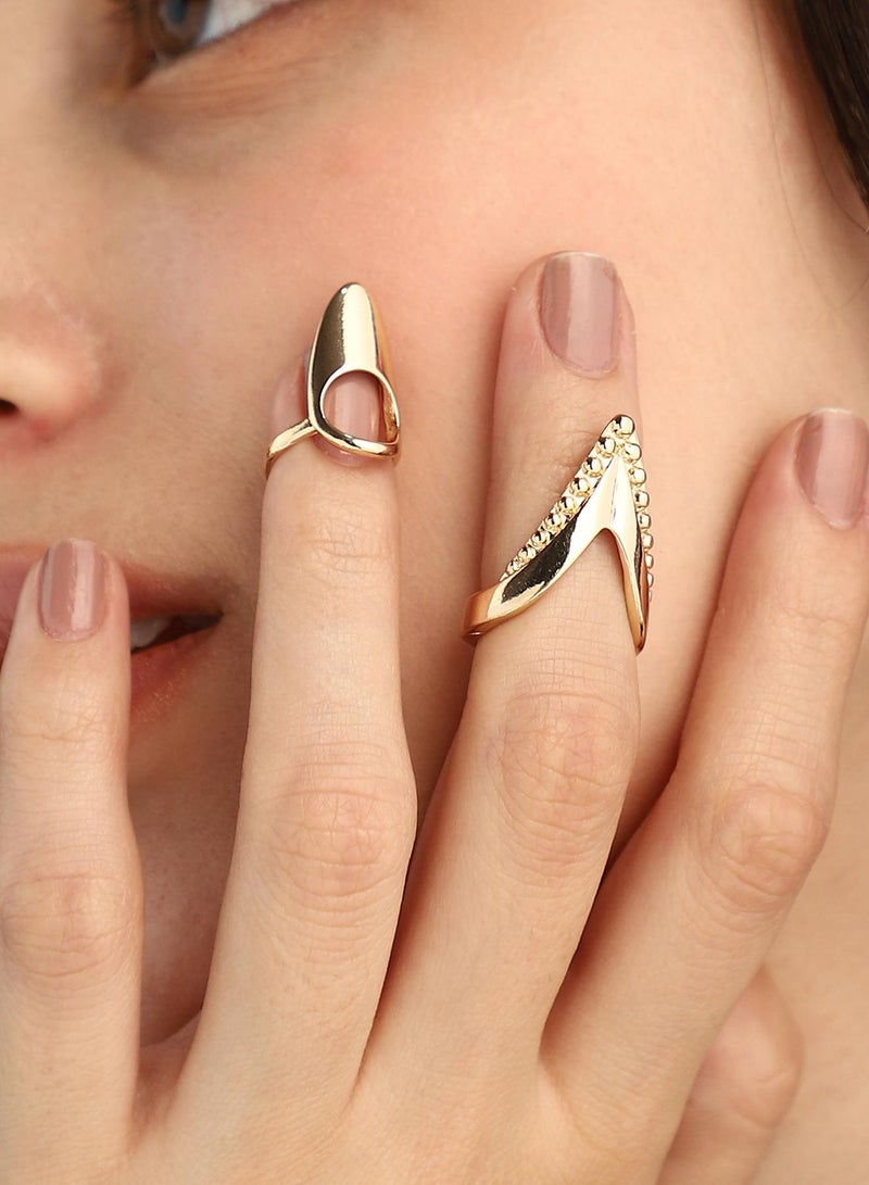 SOHI Women The Piercer Nail Ring Set | California  Colour | Set Of 2 | One-Size | Artificial Stone Alloy Material | Adjustable Closure | Ring For Casual & Evening Wear - Image 2