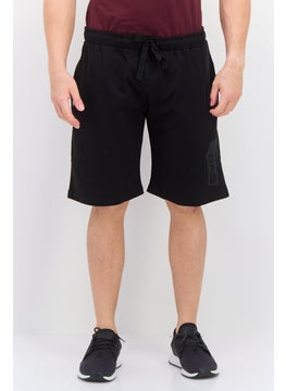 Men Brand Logo Basic Shorts, Black