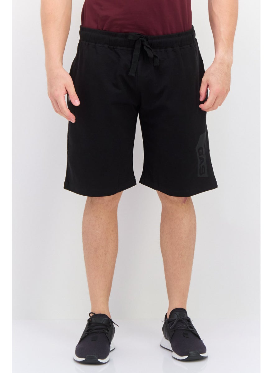 GAS - Men Brand Logo Basic Shorts, Black - Image 1