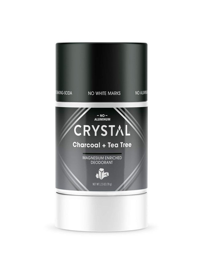 CRYSTAL ESSENCE Crystal Magnesium Solid Stick Natural Deodorant, Non-Irritating Aluminum Free Deodorant for Men or Women, Safely and Effectively Fights Odor, Baking Soda Free, Charcoal & Tea Tree, 2.5 oz  - Image 1