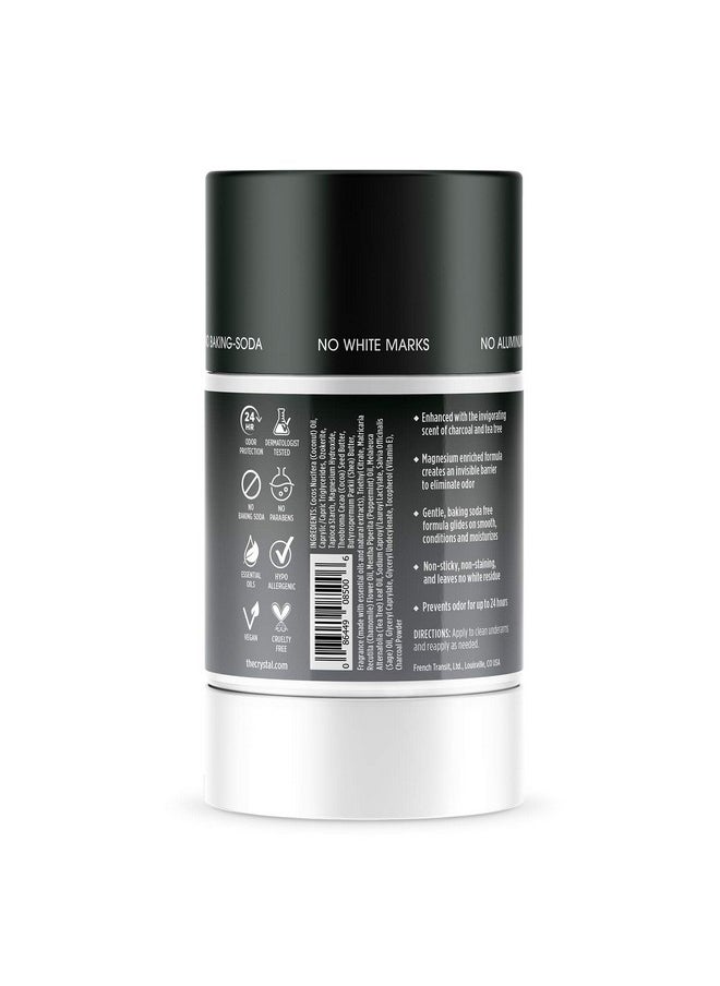CRYSTAL ESSENCE Crystal Magnesium Solid Stick Natural Deodorant, Non-Irritating Aluminum Free Deodorant for Men or Women, Safely and Effectively Fights Odor, Baking Soda Free, Charcoal & Tea Tree, 2.5 oz  - Image 2