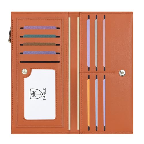 Tipmile محفظة تيمبايل فائقة النحافة للنساء بيفولد جلدية مع حماية RFID لحامل بطاقات الائتمان، محفظة نسائية مع جيب بسحاب - Image 1