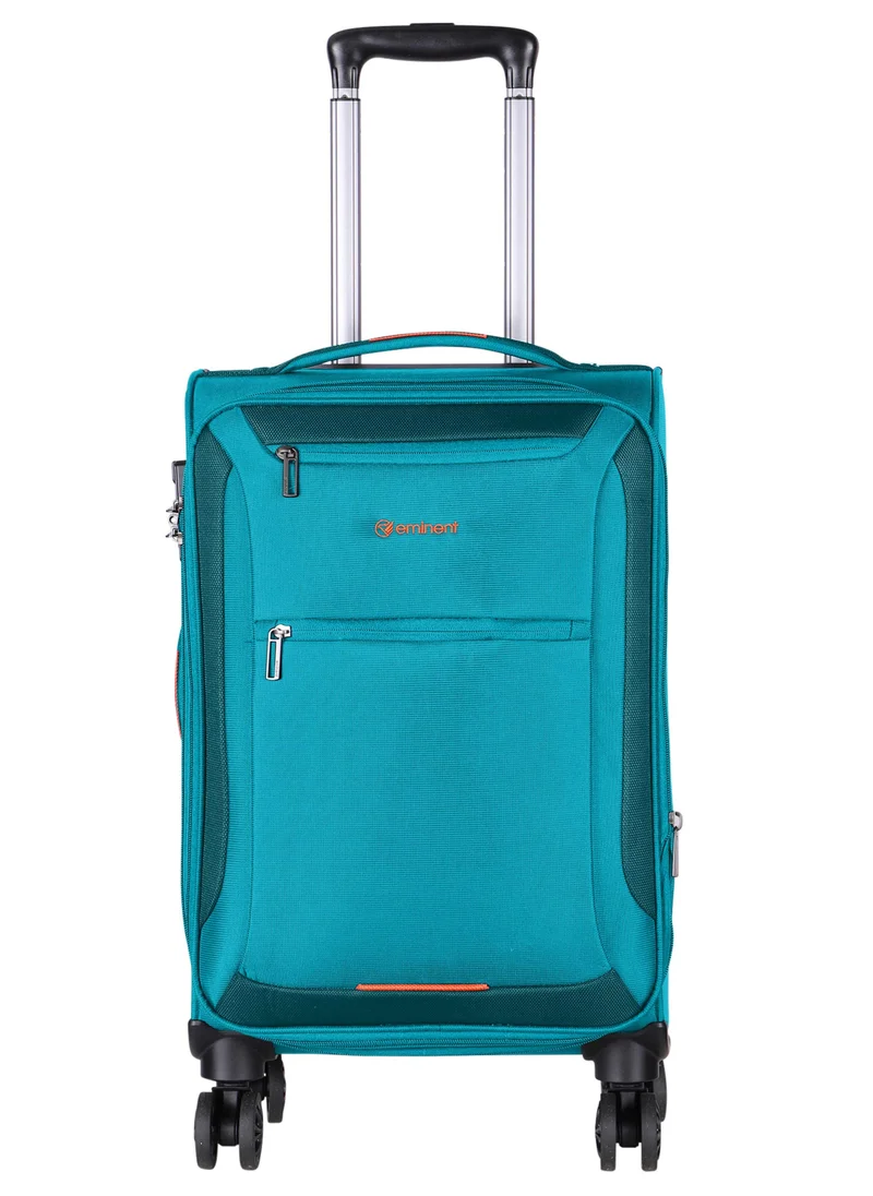 إيمينينت Unisex Soft Travel Bag Cabin Luggage Trolley Polyester Lightweight Expandable 4 Double Spinner Wheeled Suitcase with 3 Digit TSA lock E751 Green