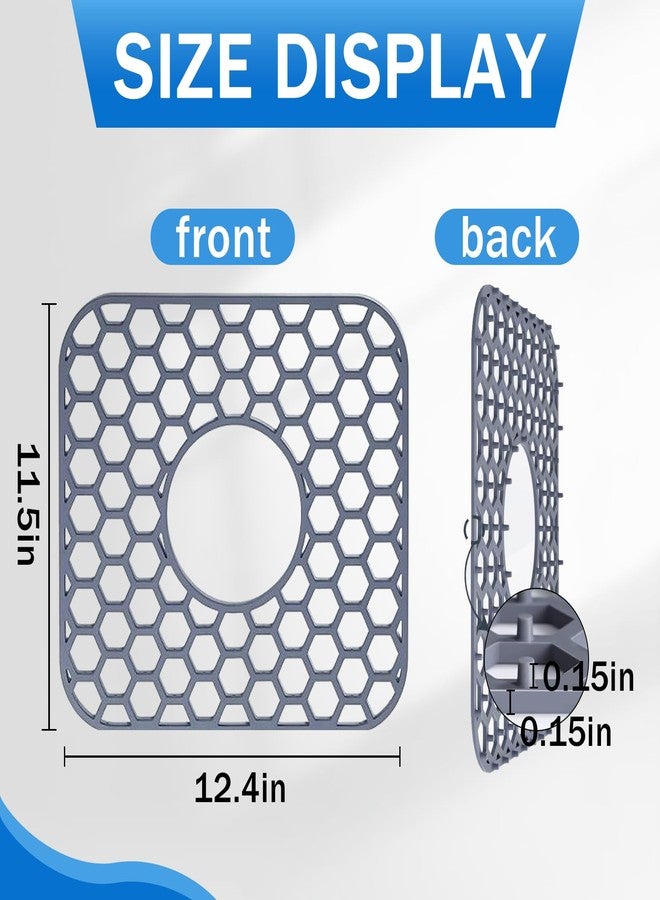 DAWZMR 2 PCS Silicone Sink Mats for Kitchen, 12.4" X 11.5" Sink Protector for Stainless Steel with Center Drain Hole - Image 2