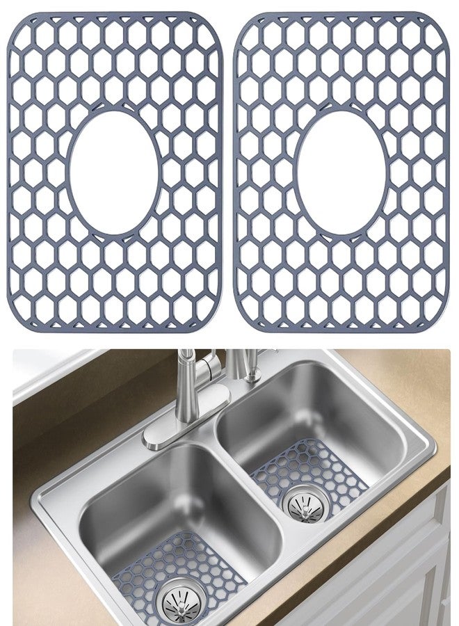 DAWZMR 2 PCS Silicone Sink Mats for Kitchen, 12.4" X 11.5" Sink Protector for Stainless Steel with Center Drain Hole - Image 1