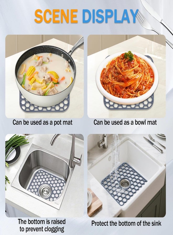 DAWZMR 2 PCS Silicone Sink Mats for Kitchen, 12.4" X 11.5" Sink Protector for Stainless Steel with Center Drain Hole - Image 4