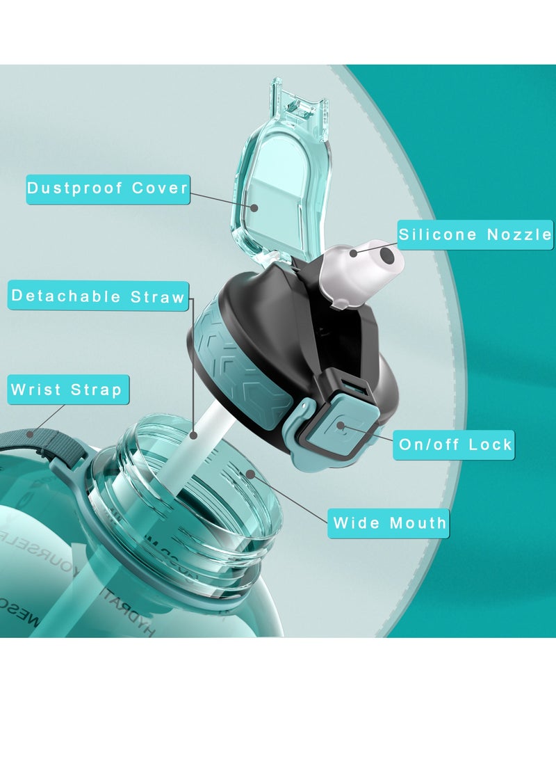 GEMFUL 3l Motivational Water Bottles with Times to Drink BPA Free Gallon Water Jug for Sports Gym - Image 2