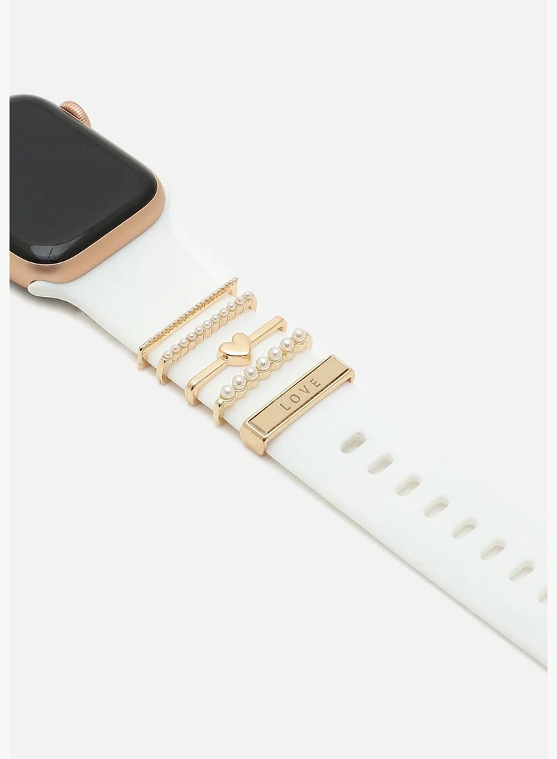 Haute Sauce Gold Plated Designer Stone and Pearls Watch Strap Accessories For Women