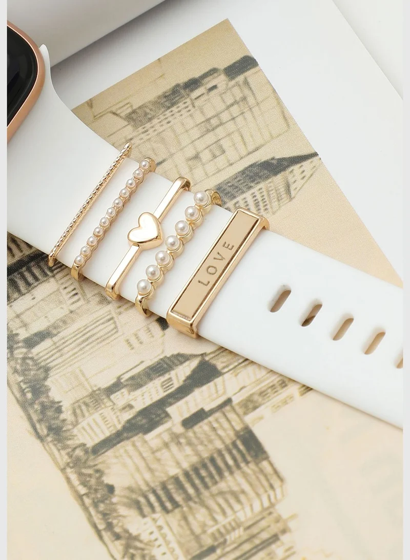 Haute Sauce Gold Plated Designer Stone and Pearls Watch Strap Accessories For Women