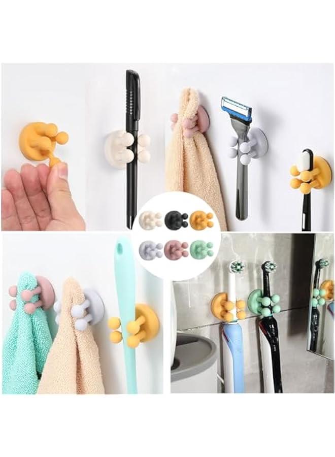 Adhesive Waterproof Hanging Hooks,Set of 2, Silicone Toothbrush Plug Holder Multi-Purpose Sticky Hook for Bathroom Kitchen Home Office College (Yellow)  - Image 3