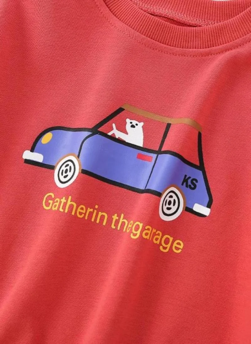 YUNIQEE Red Printed Round Neck T-shirt