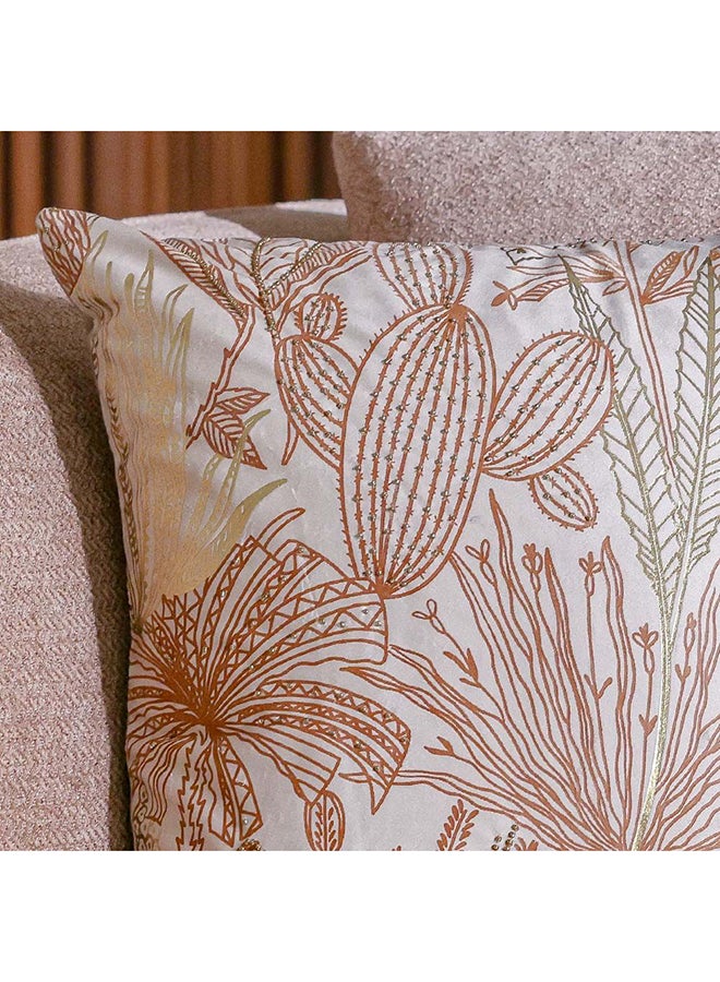 Danube Home Gleam Floral Velvet Cushion Cover - Multicolor - 45x45 cm | Velvet Couch Pillow Cover For Living Room, Bed Room 811500137757 - Image 1