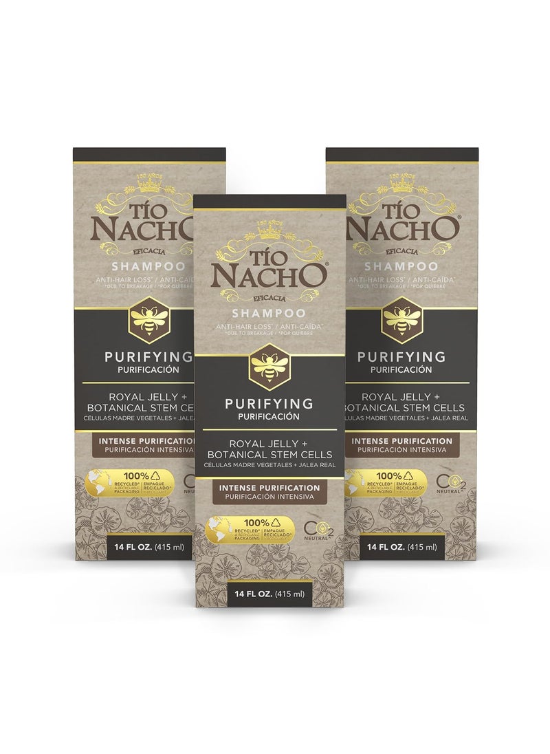 Tio Nacho Tio Nacho Shampoo, Purifying with Royal Jelly, Infused with Botanical Stem Cells for Intense Hair and Scalp Purification + Detoxifying Balance, 14 Fluid Ounces (3 Pack) 