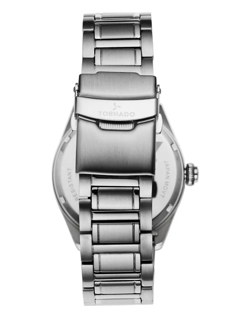 TORNADO Tornado CELESTIA CLASSIC Men's Japan Quartz Movement Watch, Analog Display and High Quality Solid Stainlesss Steel Strap - T8007-SBSN, Silver