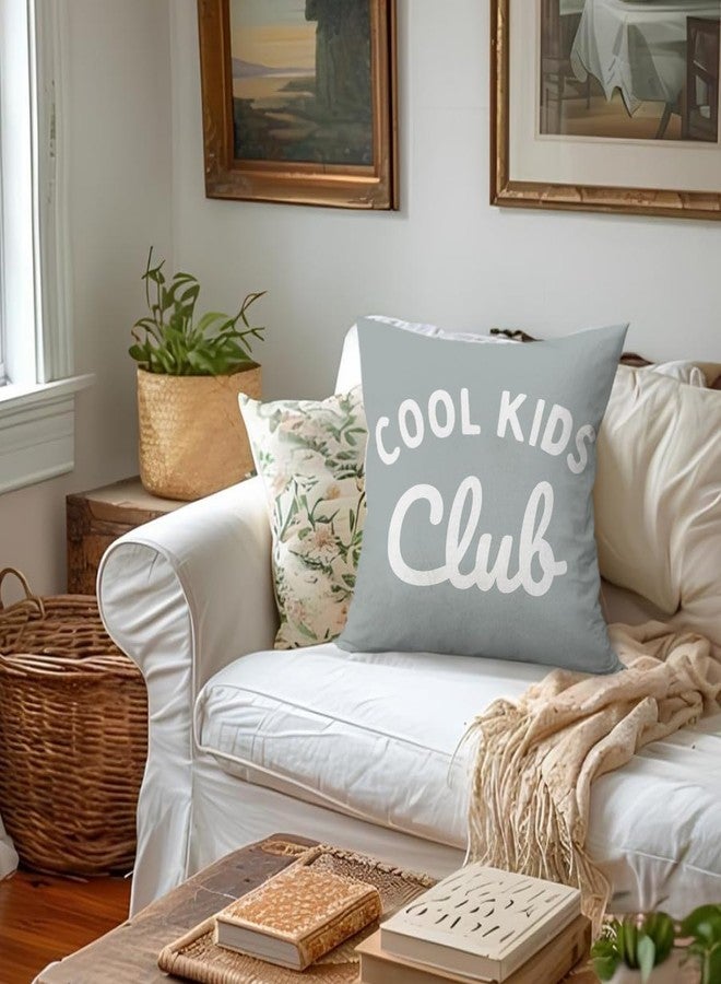 ETVISO Boys Girls Room Decor, Cool Kids Club Pillow Cover 18x18, Preppy Grey Decorative Throw Pillow Case for Toddler Kids Bedroom Playroom Nursery - Image 4