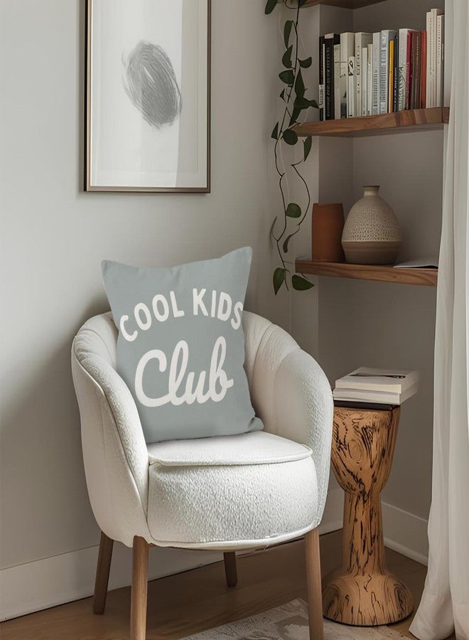 ETVISO Boys Girls Room Decor, Cool Kids Club Pillow Cover 18x18, Preppy Grey Decorative Throw Pillow Case for Toddler Kids Bedroom Playroom Nursery - Image 5