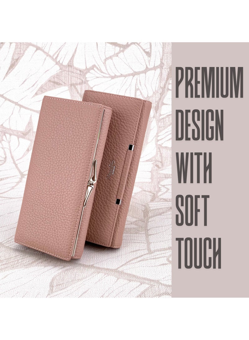 كلاسيك ميلانو - محفظة نسائية أنيقة من الجلد الصناعي مع حافظة بطاقات | محفظة عملات معدنية للنساء | محفظة نسائية نحيفة للاستخدام اليومي والسفر والهدايا