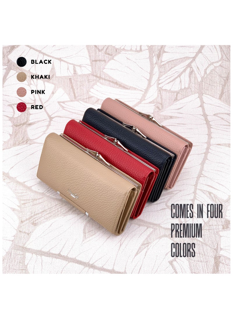 كلاسيك ميلانو - محفظة نسائية أنيقة من الجلد الصناعي مع حافظة بطاقات | محفظة عملات معدنية للنساء | محفظة نسائية نحيفة للاستخدام اليومي والسفر والهدايا