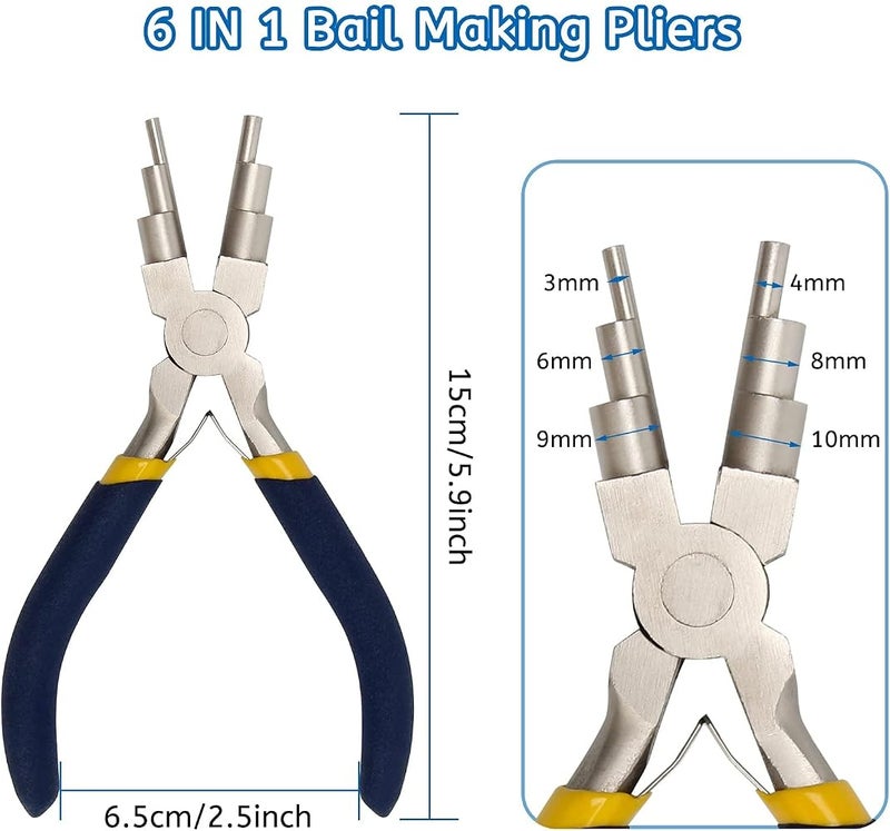 6 in 1 Bail Making Pliers,Suitable for Jewelry Making and Wire Looping, 3mm to 10mm Multi Size Wire Bending Tool with Non Slip Comfort Grip Handle for Creating Jump Rings and Ear Wires, 15cm - Image 2