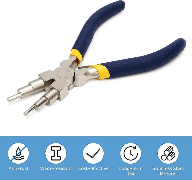 6 in 1 Bail Making Pliers,Suitable for Jewelry Making and Wire Looping, 3mm to 10mm Multi Size Wire Bending Tool with Non Slip Comfort Grip Handle for Creating Jump Rings and Ear Wires, 15cm - Image 3