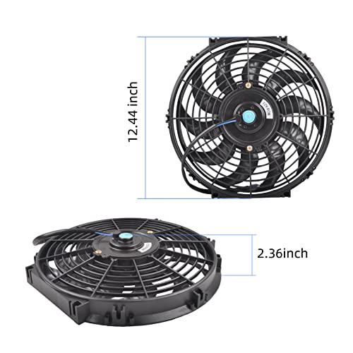 GESEXI 12 Inch Slim Fan Push Pull Electric Radiator Cooling Fan Universal High Performance 12V 80W Motor with Fan Mounting Kit (Black) - Image 4